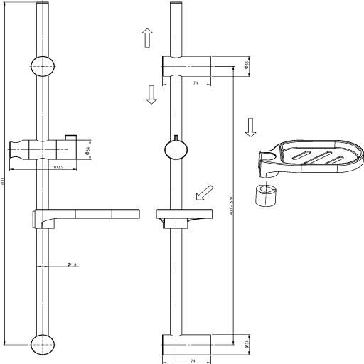 Ensemble de douche sur barre ECO3 réf. 325A