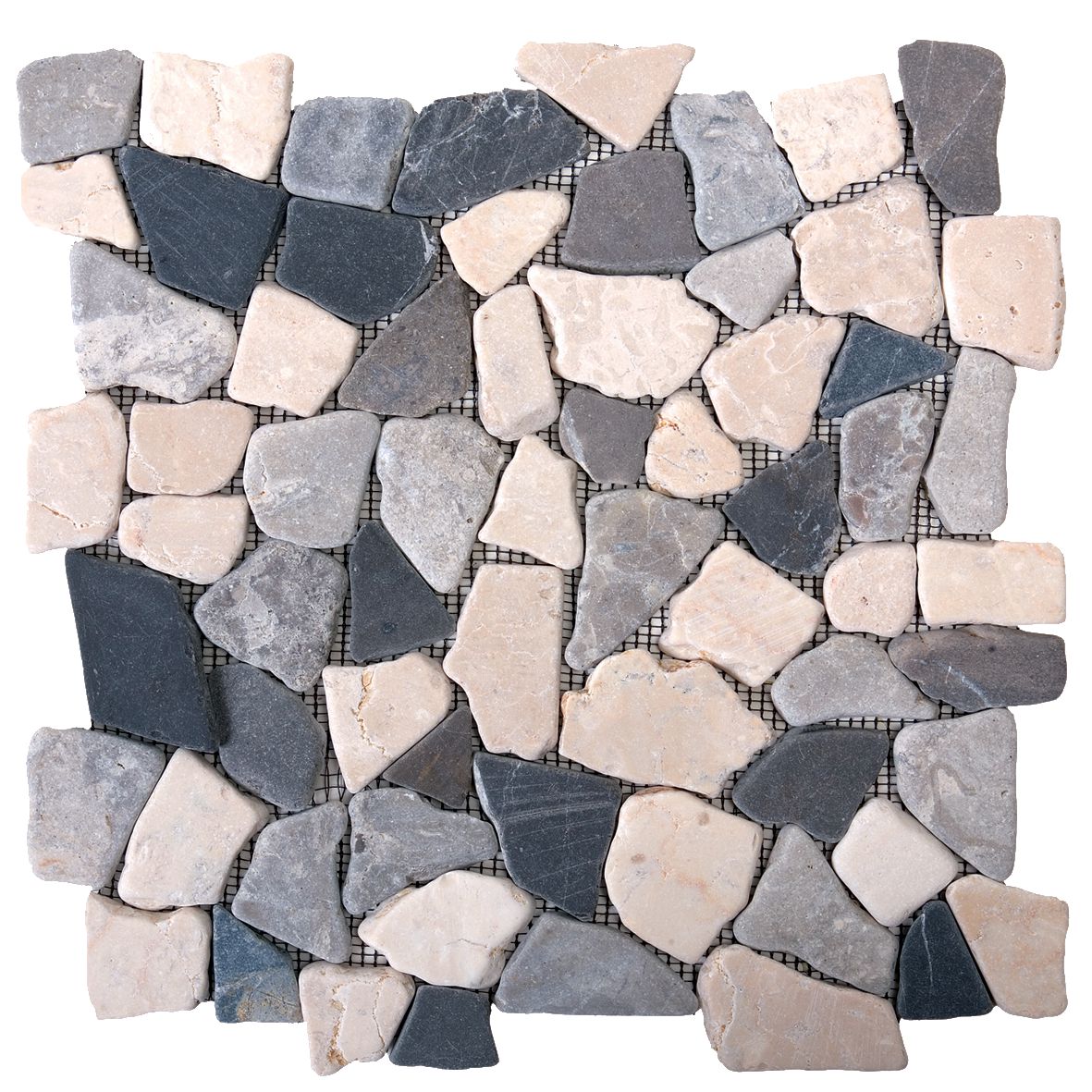 Mosaïque sol intérieur marbre autobloquant Palladiane MAMI11 - blanc/gris - plaque 30x30 cm