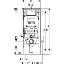 Bâti-pack : Geberit Duofix pour WC suspendu, 112 cm, avec réservoir à encastrer Sigma 12 cm, plaque de déclenchement Sigma20, WC suspendu Renova, semi-caréné Réf. 118.311.KJ.1