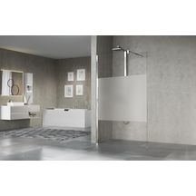 Paroi de douche GIADA H, 98 cm extensible jusqu'à 100 cm, fixe, réversible, en verre bande satin et profilé chromé Réf. GIADAH100-44K