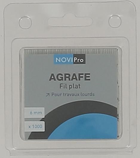 Agrafes (x1000) fil plat 6 mm Novipro