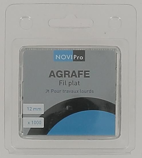 Agrafes (x1000) fil plat 12 mm Novipro