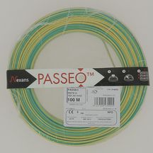 Fil électrique H07V-U Passeo 1Gx1,5 vert/jaune - couronne de 100 m