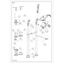 Colonnettes sur pied chromé pour baignoire Rétro hauteur 900mm 'raccords femelle 1/2' mâle 3/4' réf. CH16251