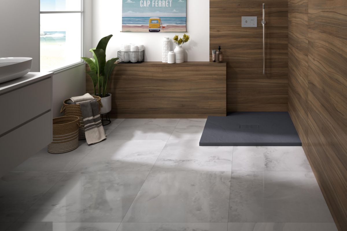 Receveur extra-plat Biolex KINEROCK EVO - aspect minéral anthracite - 100x100 cm - H. 3 cm