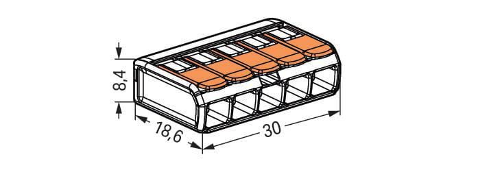 Borne de raccordement compacte à leviers - 5 conducteurs - max. 4 mm² - boîte de 25 pcs