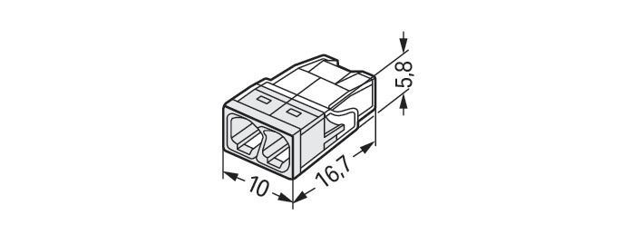 Borne de dérivation - 2 fils 0,5/2,5 mm² - blanc - boîte de 100 pcs