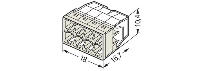 Borne de dérivation - 8 fils 0,5/2,5 mm² - gris - boîte de 50 pcs