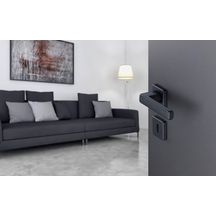 Garniture sur rosace pour porte intérieure Toulon - clé L - aluminium noir mat F9714M