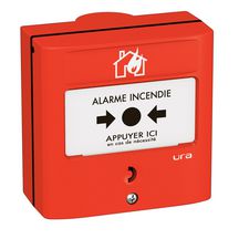 Déclencheur manuel rouge à membrane réarmable pour alarme incendie - 90x90x57 mm