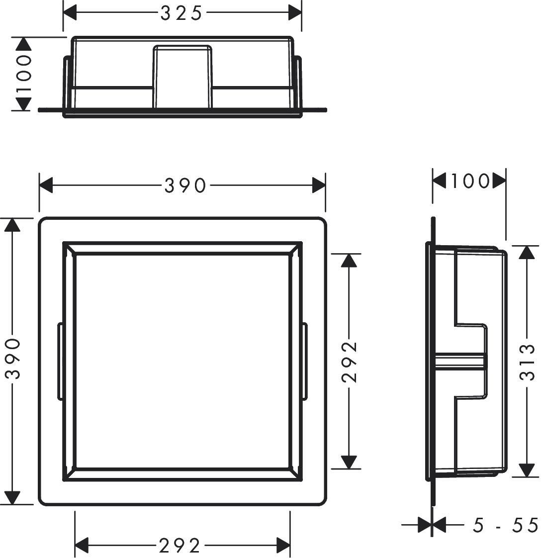 Niche murale XTRASTORIS ORIGINAL 300/300/100 avec cadre intégré, Noir mat