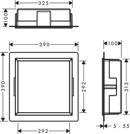 Niche murale XTRASTORIS ORIGINAL 300/300/100 avec cadre intégré, Noir mat