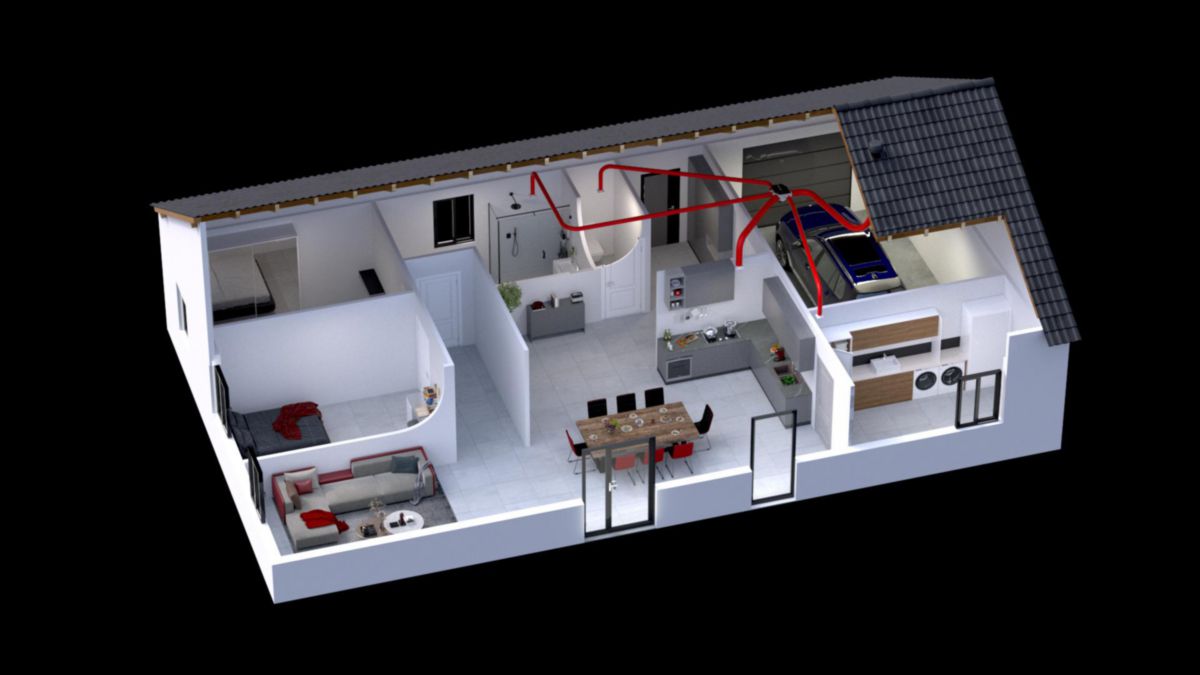 Kit VMC simple flux hygroréglable Octeo ST KHB T3/7 P - réseau standard 3 sanitaires