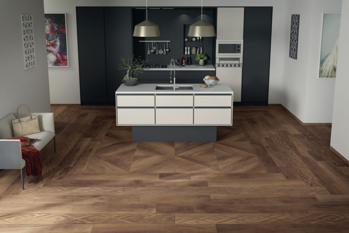 Carrelage effet parquet grès cérame Antique - walnut naturel rectifié - 20x120 cm