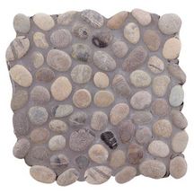 Mosaïque sol/mur pierre naturelle Pebble - middle grey PM-0004 - sur plaque 30x30 cm - ép. 1,4 cm