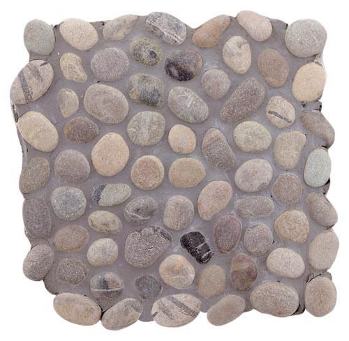 Mosaïque sol/mur pierre naturelle Pebble - middle grey PM-0004 - sur plaque 30x30 cm - ép. 1,4 cm