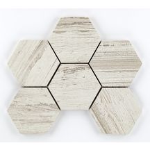 Mosaïque hexagonale céramique Beachhouse - light white exagon - tesselles 9,9 x 11,3 cm - trame 20x26,1 cm