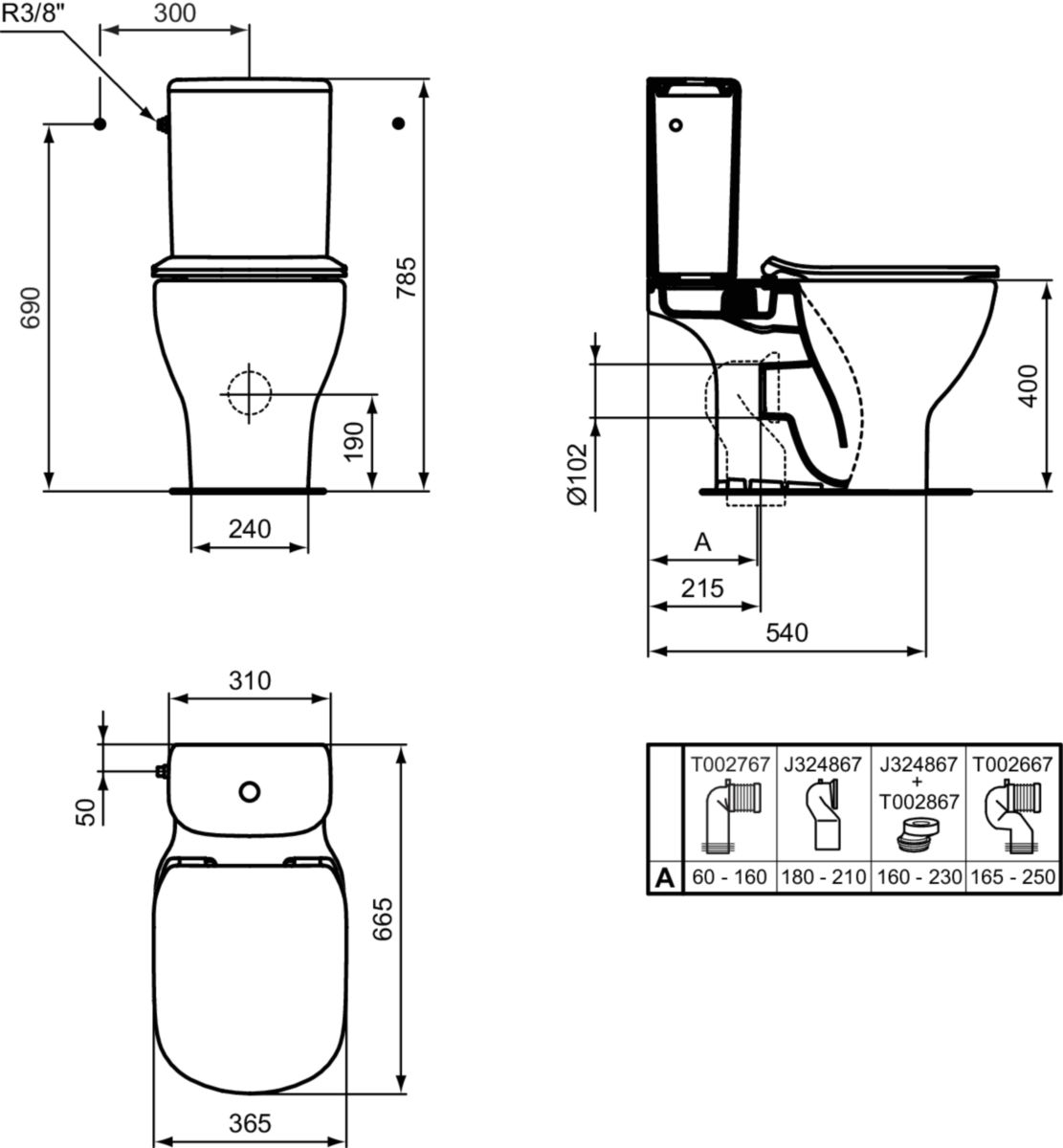 Pack wc sur pied Tesi Aquablade sortie horizontale abattant ultrafin frein de chute Réf. T033601