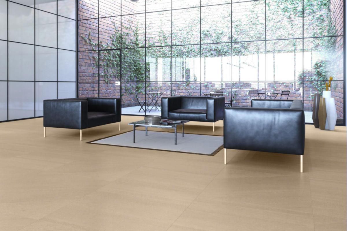 Carrelage sol intérieur grès cérame Techstone - beige mat rectifié - 90x90 cm - ép. 11 mm