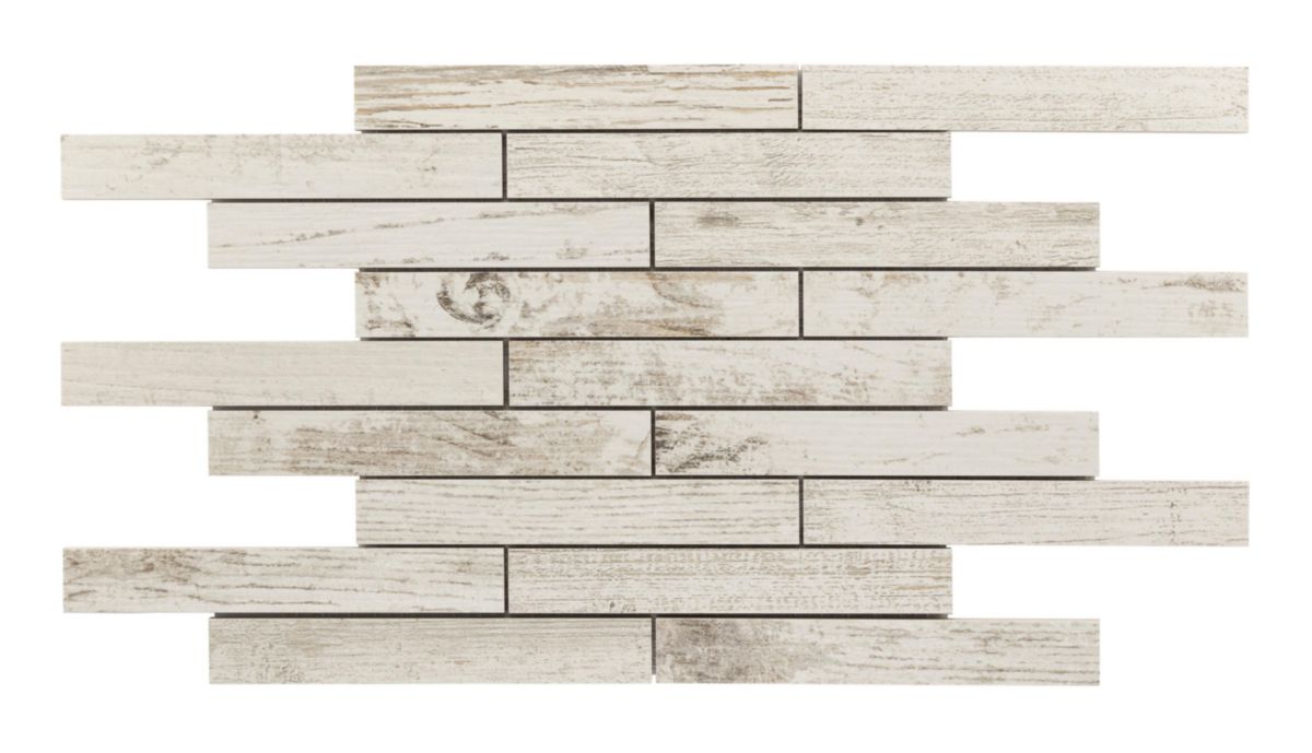 Mosaïque barrettes céramique Beachhouse - light white - barrettes 3,1x21,2 cm - trame 29,7x42,6 cm