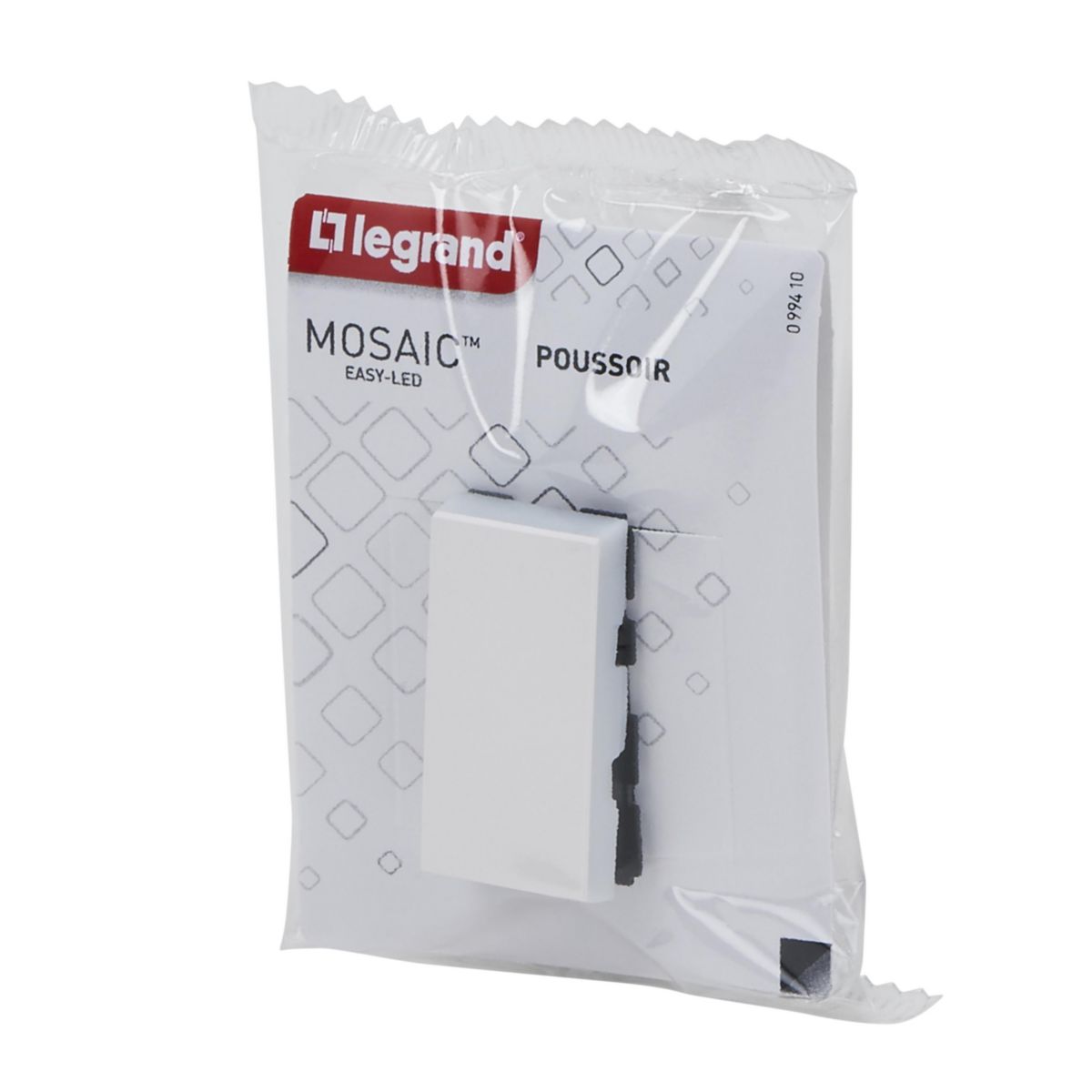 Poussoir Mosaic Easy-Led 6 A - 1 module - composable - blanc