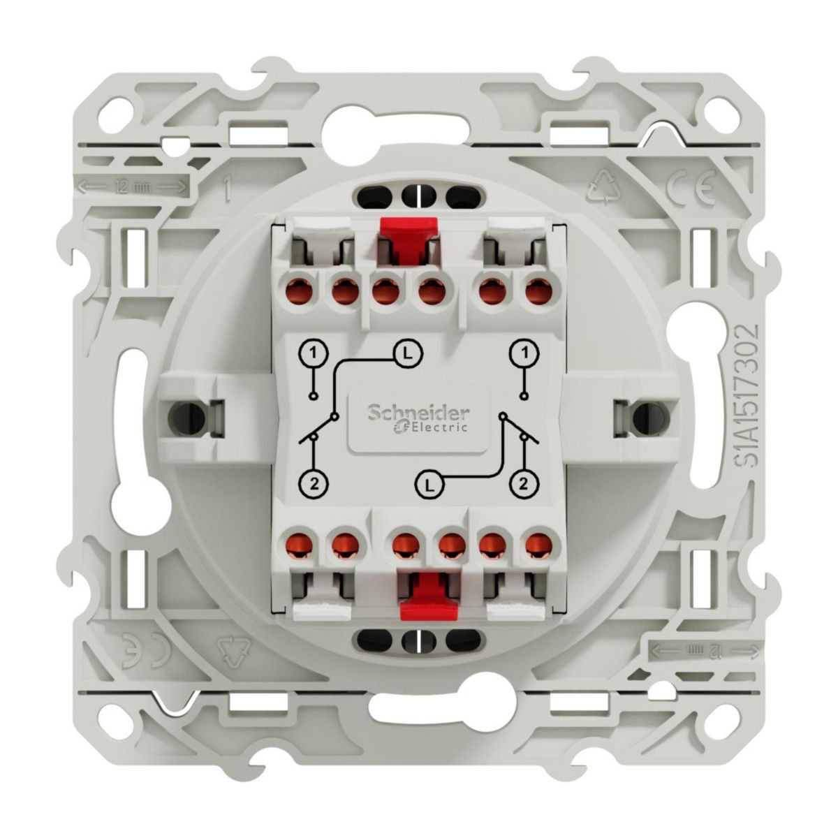 Interrupteur double va-et-vient Odace - 10 AX - couleur alu - connexion rapide