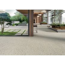 Carrelage sol intérieur grès cérame Terrazzo - beige mat rectifié - 59,7x59,7 cm