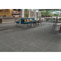 Carrelage sol intérieur grès cérame Terrazzo - anthracite adouci rectifié - 59,7x59,7 cm