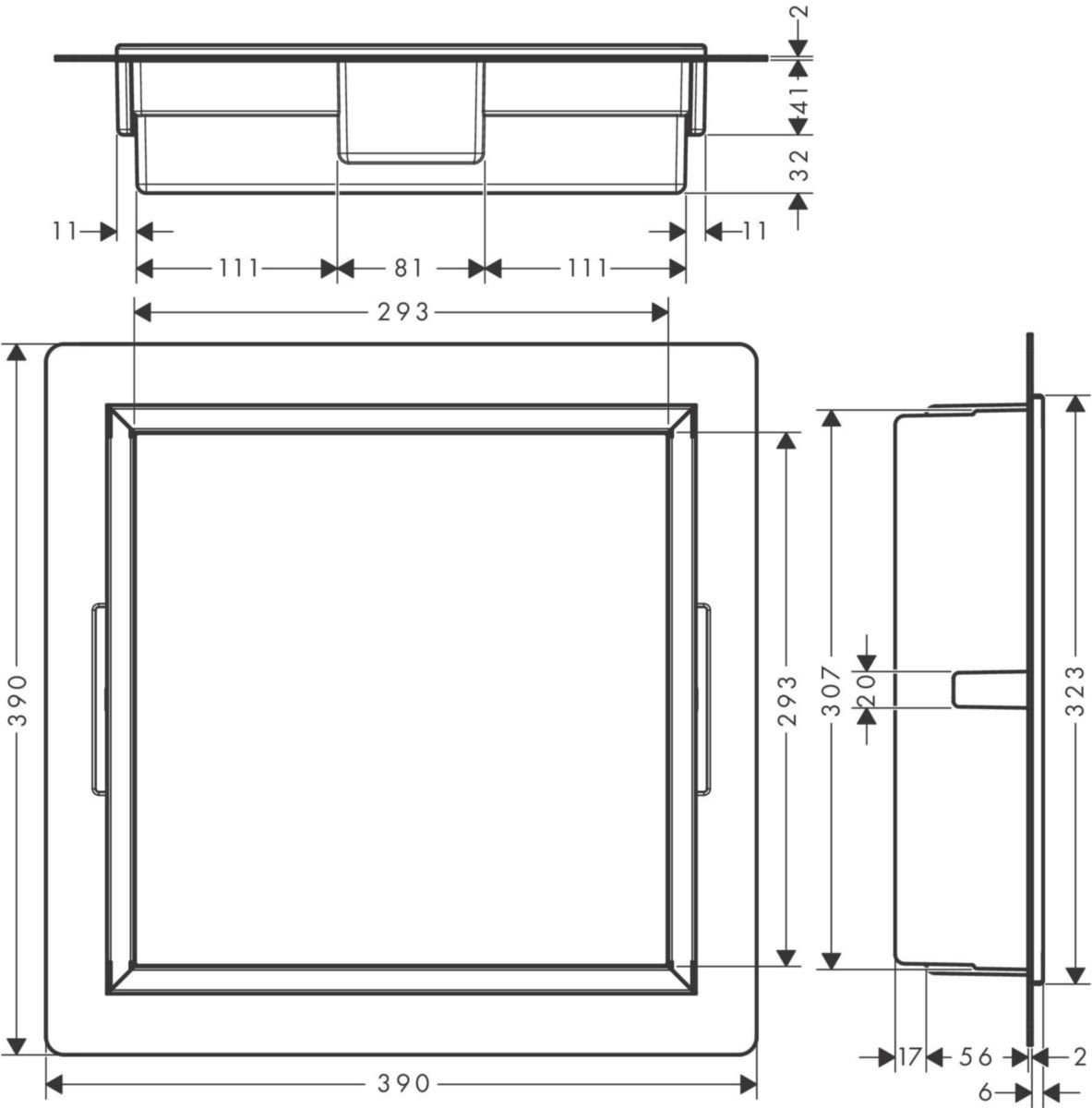 Niche murale XTRASTORIS ORIGINAL 300/300/70 avec cadre intégré, Noir mat