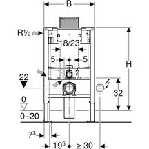 Bâti support Duofix Omega 12 cm hauteur 82 cm, en applique réf 111008001