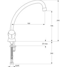 Mélangeur d'évier ULYSSE C monotrou avec bec tube orientable, têtes 15 x 21 à clapet guidé, chromé réf. D1689AA