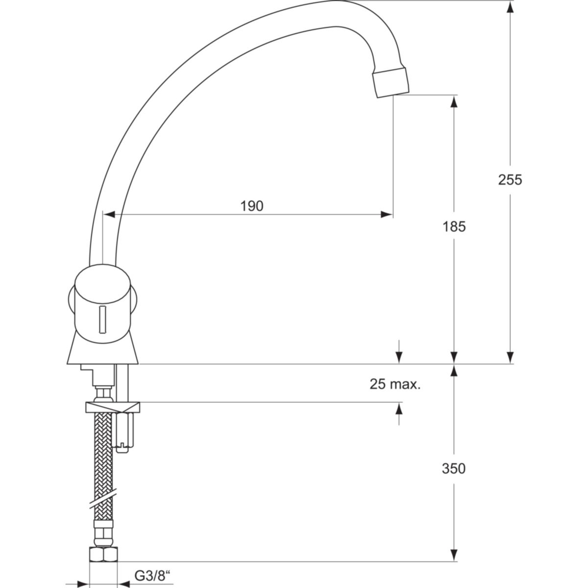 Mélangeur d'évier ULYSSE C monotrou avec bec tube orientable, têtes 15 x 21 à clapet guidé, chromé réf. D1689AA