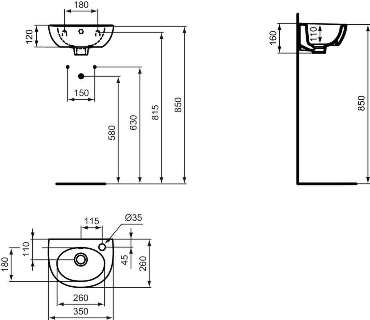 Lave-mains ULYSSE 35 cm blanc Réf. E898501