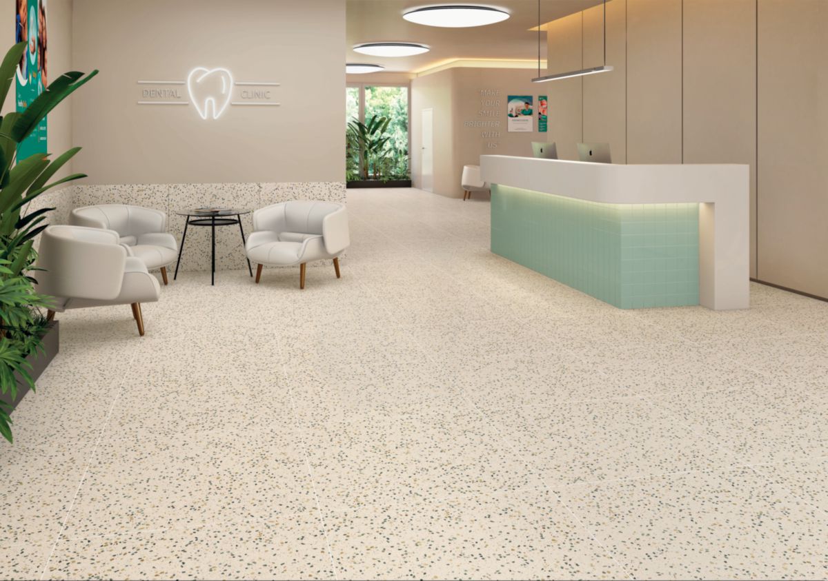 Carrelage sol intérieur grès cérame Terrazzo - green mat rectifié - 59,7x59,7 cm