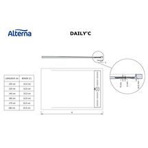 Receveur Alterna Daily'C 140 x 90 cm caniveau ardoise blanc