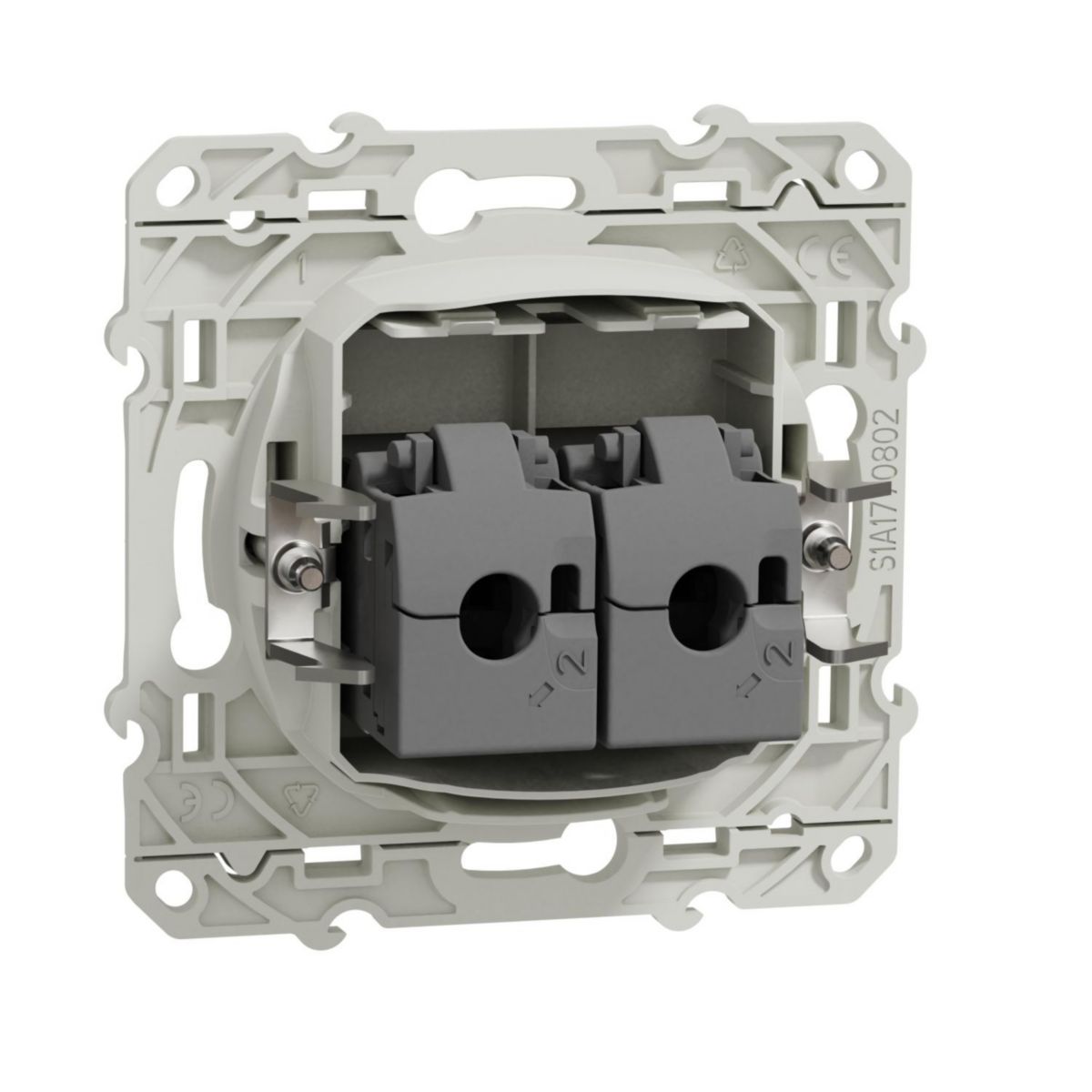 Prise double RJ45 Odace - Grade 3 multimédia - Catégorie 6 STP