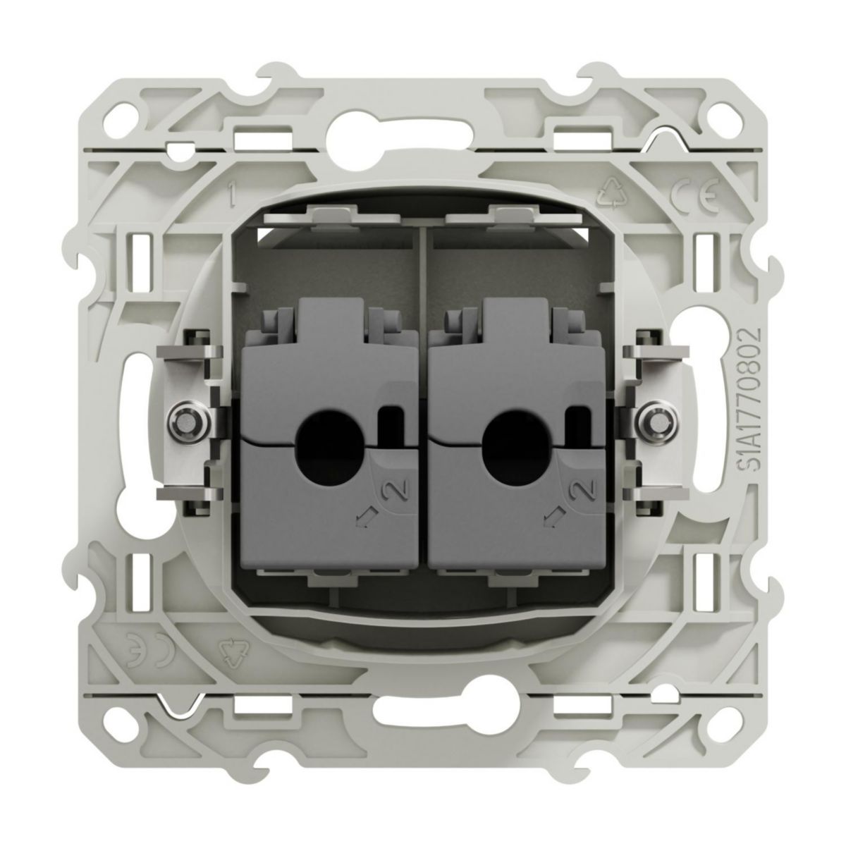 Prise double RJ45 Odace - Grade 3 multimédia - Catégorie 6 STP