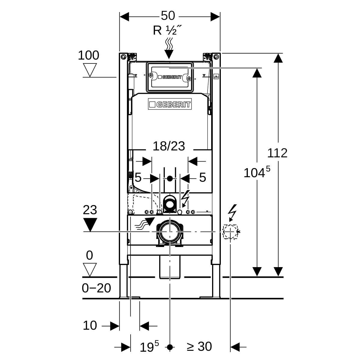 Bati support DuofixBasic Delta 12 cm NF, autoportant réf 457565002