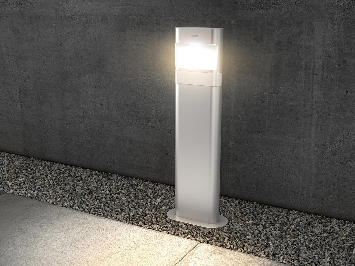 Borne Led + détecteur de mouvement theLeda D B AL - 8,5W - 760 lm - 3000 K - aluminium - H. 40 cm