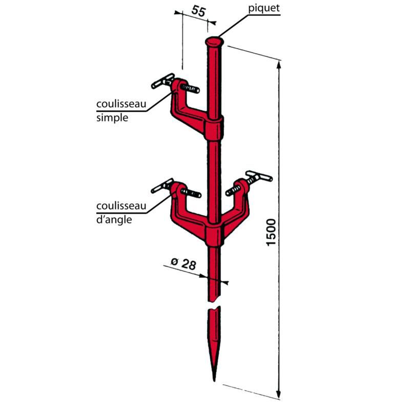 Coulisseau simple pour piquet d'implantation - aluminium