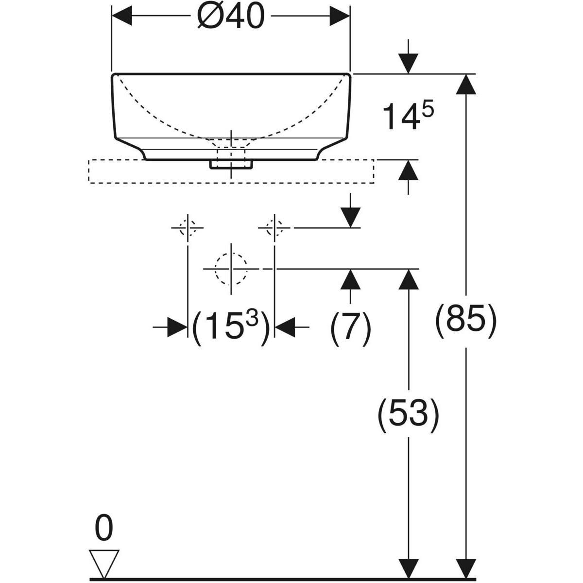 Vasque VARIFORM ronde à poser diamètre 40cm sans trop plein sans trou de robinetterie blanc Réf. 500.768.01.2