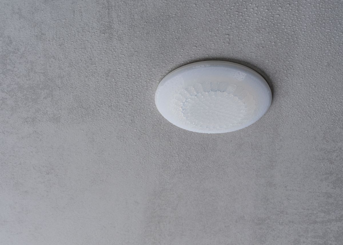 Détecteur de présence blanc 360°. IP 54. Contact renforcé 10 A. LED = max 400W. Montage encastré plafond. Détection Diamètre 10 m à 2.5 m de haut. Réglage TEMPO 15 sec-30 min + impulsion. Réglage possible via télécommande. Réf. 1030052