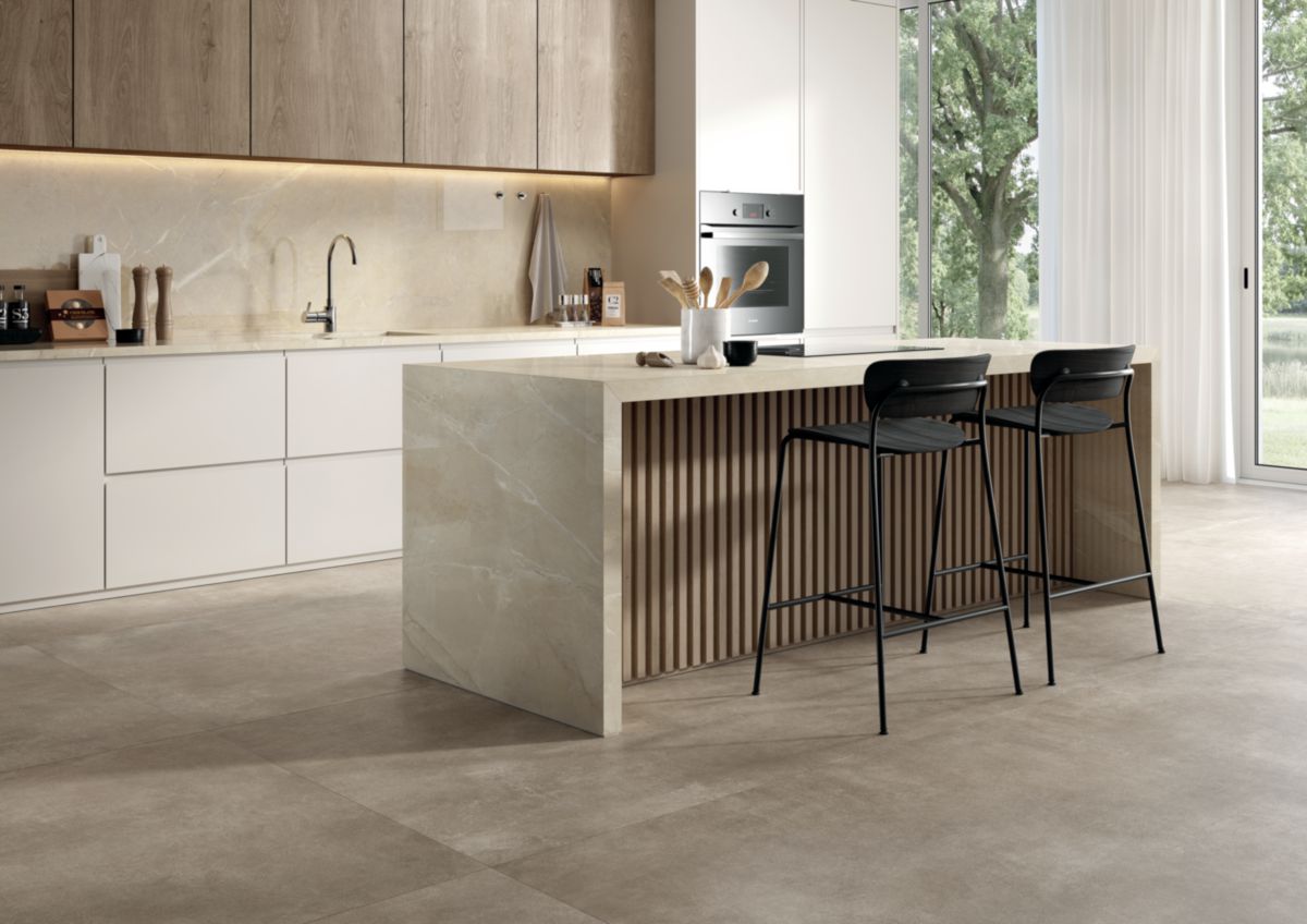 Carrelage XXL effet marbre Canova Le Lastre - limestone naturale rectifié - 120x280 cm