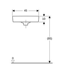 lave-mains d'angle geberit renova compact: b=45cm, t=39.5cm, trou de robinetterie=au centre, trop-plein=visible, blanc Réf. 276132000