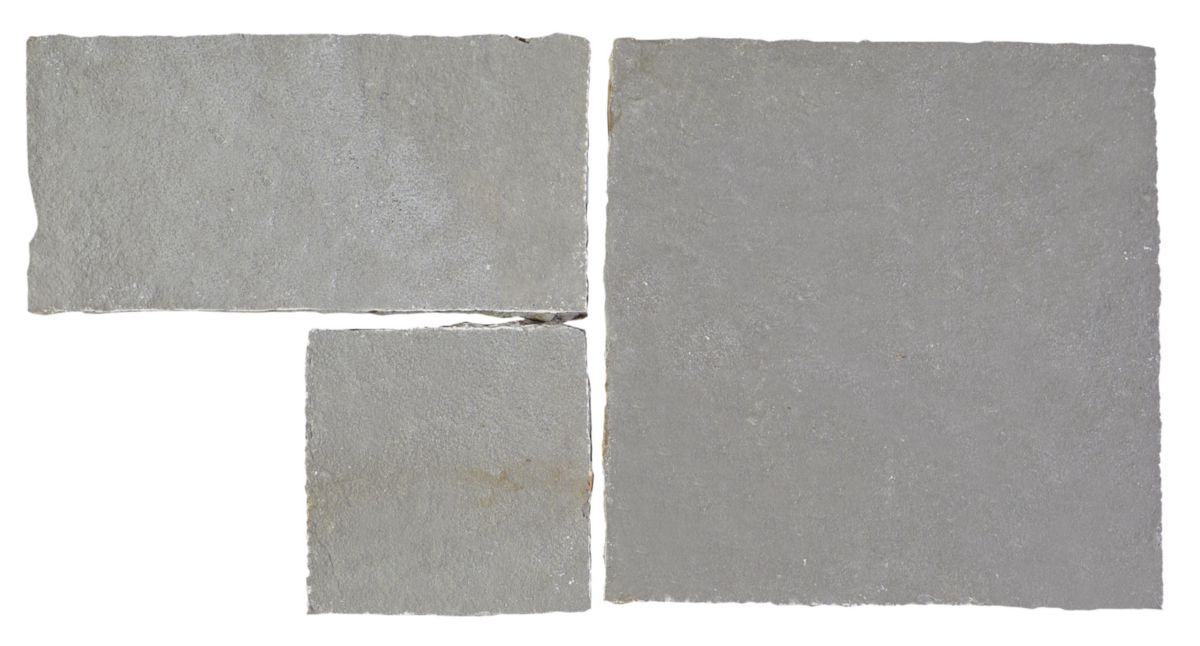 Dalle sol extérieur calcaire Himalaya - grey - opus romain 4 formats - ép. 2 cm - Vendu par palettes complètes 