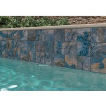 Carrelage sol extérieur Splash Slate - grès cérame - bleu antidérapant - 15x15 cm