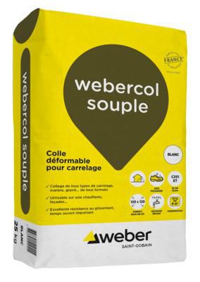 Mortier-colle déformable webercol souple pour carrelage - blanc - sac de 25 kg