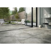 Carrelage sol extérieur Reden - grès cérame effet béton rectifié - grey antidérapant - 80x80 cm - ép. 9,5 mm