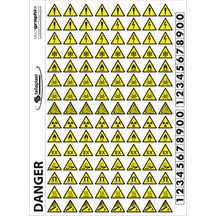 Adhésif pictos avertissement danger 20 x 20 mm (Planche 120 unités) Réf.728303