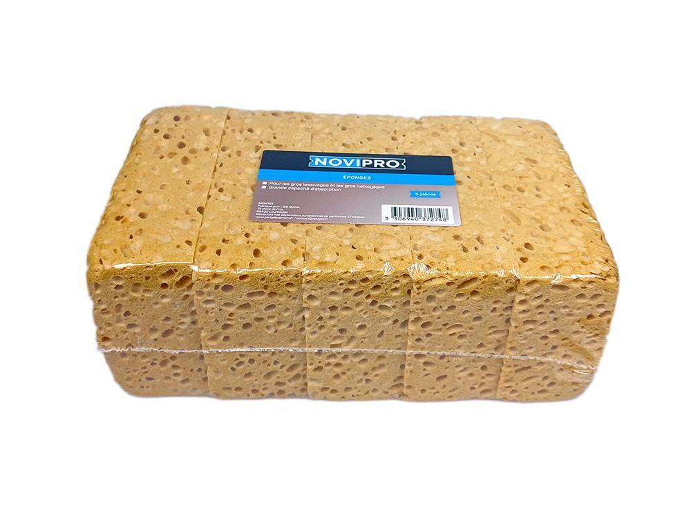 Éponge végétale rectangulaire beige marron 17x11x6 cm lot 5 pcs Novipro